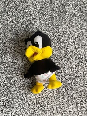 Plush Baby Duck Toy - Black & Bright Yellow